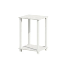 White wood nightstand with compact design and versatile surface