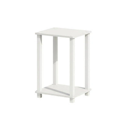White wood nightstand with compact design and versatile surface