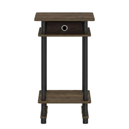 Dark Brown end table with storage bin, Columbia Walnut finish