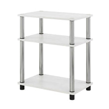 White Oak and Chrome 3-Tier End Table 2-Pack with Modern Design