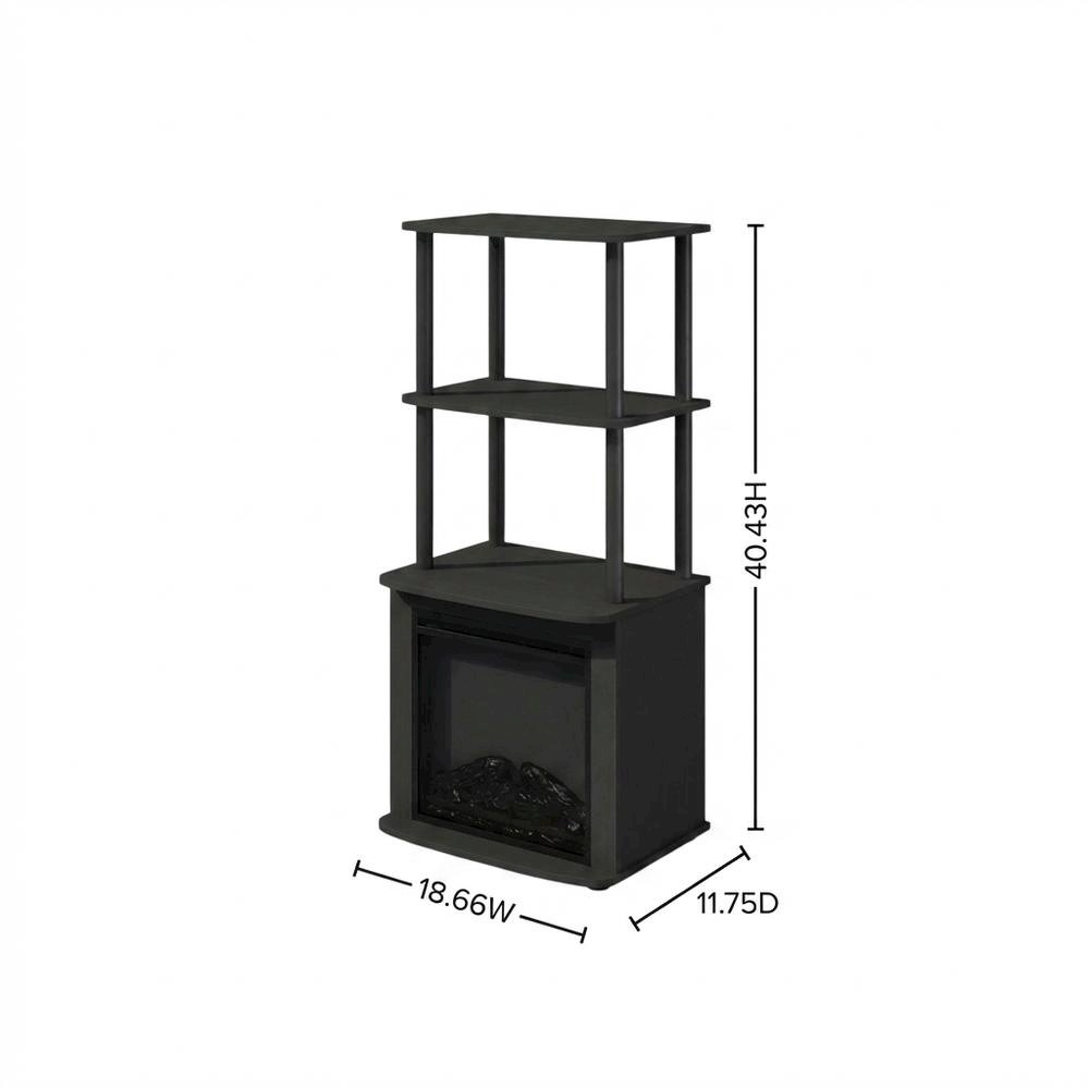 Black, Display Side Table, Open Shelf, Fireplace Ready