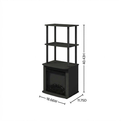 Black, Display Side Table, Open Shelf, Fireplace Ready