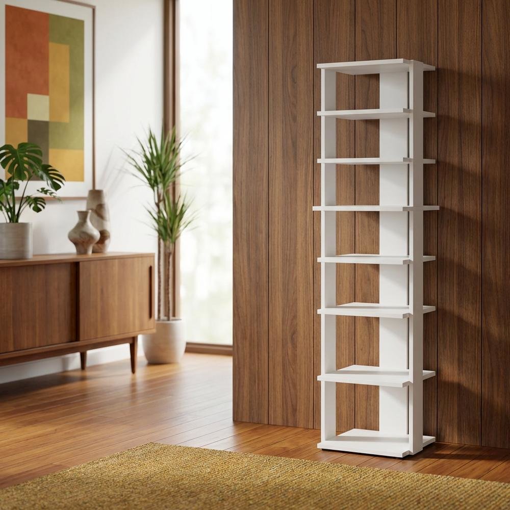 White 8-Tier Vertical Shoe Tower, Free Standing Space Saving Closet Organizer