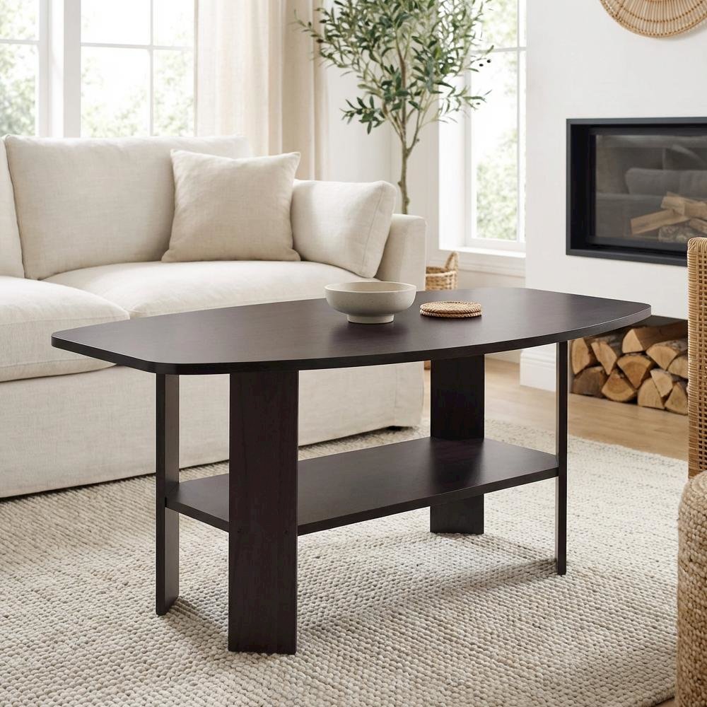 Dark Walnut Coffee Table with Simple Design and Sturdy Construction