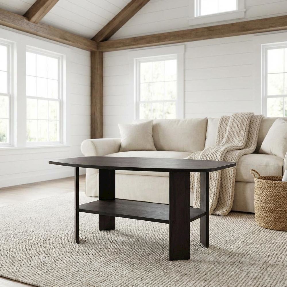Dark Walnut Coffee Table with Simple Design and Sturdy Construction