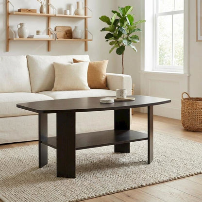 Espresso Coffee Table with Minimalist Design and Sturdy Wood Construction