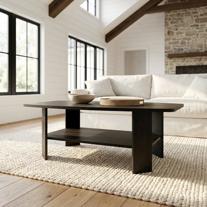 Espresso Coffee Table with Minimalist Design and Sturdy Wood Construction