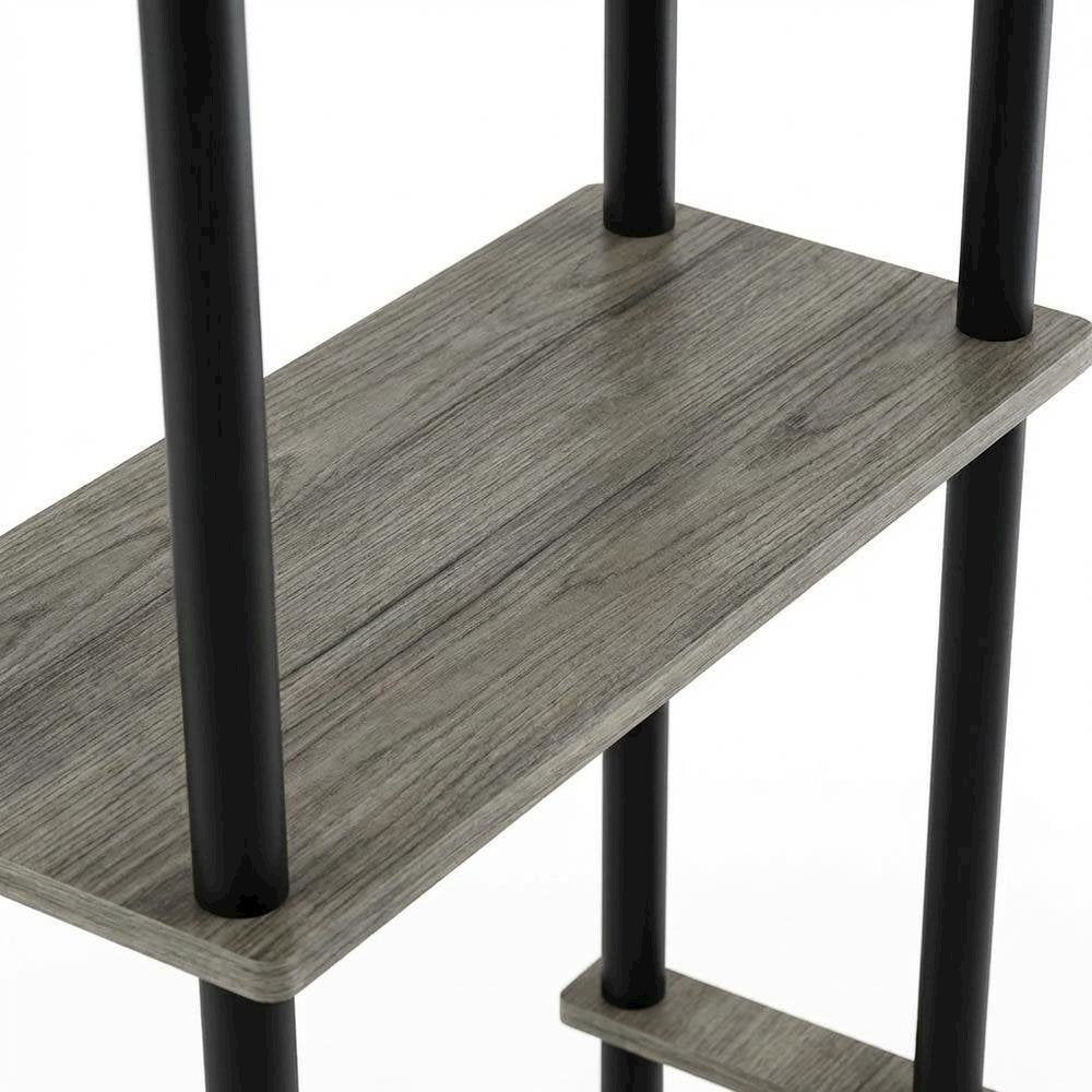 Toilet Space Saver with 3 Shelves in Grey and Black for Bathroom Organization