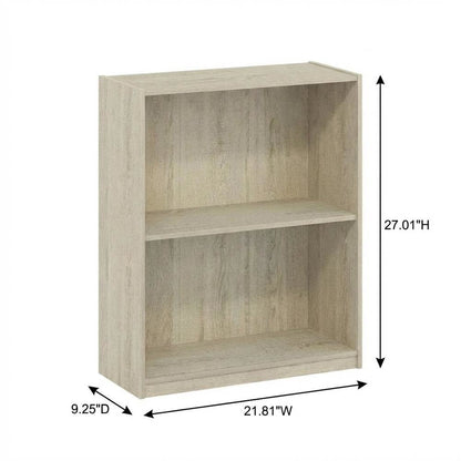 Wooden 2-Tier Open Shelf Bookcase with Sturdy Construction in Brown Finish