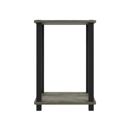 French Oak and Black Wood Nightstand with Compact Design for Bedroom Storage