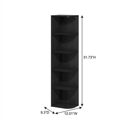 Blackwood 5-Tier Corner Open Shelf Bookcase with Spacious Storage