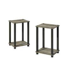 French Oak and Black Nightstand Set with Wooden Finish