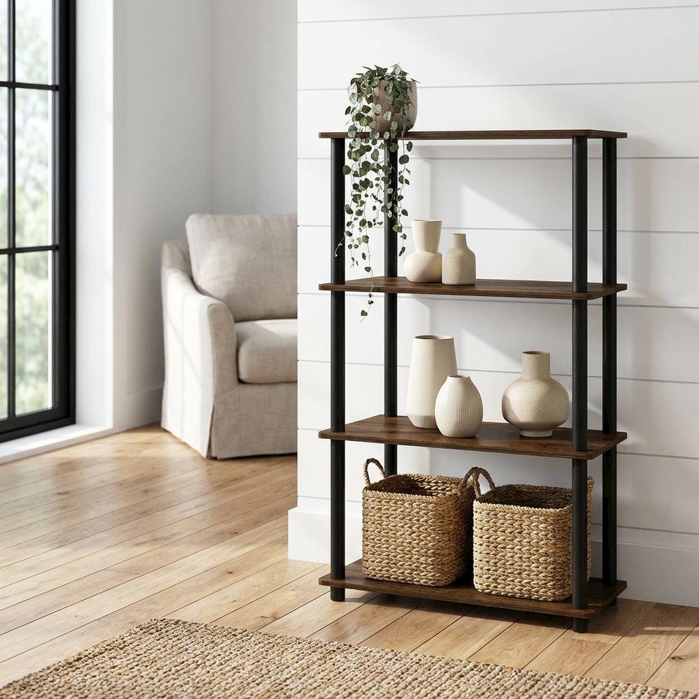 Wooden bookcase with versatile storage for home or office use