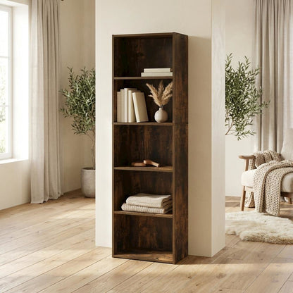Wooden bookcase in natural finish with sturdy construction for home, office use