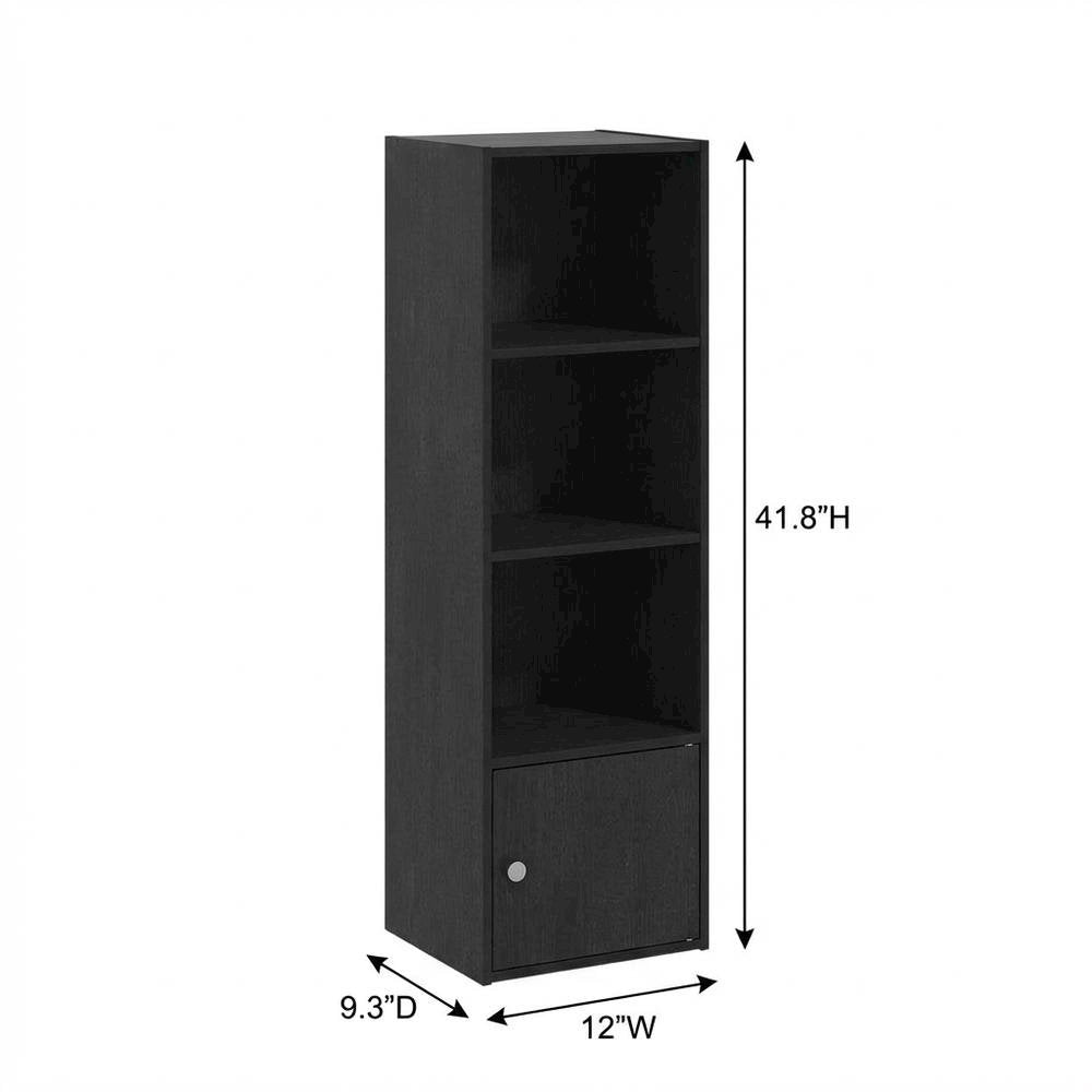 Blackwood 4-Tier Bookcase with Door Storage for Home Use