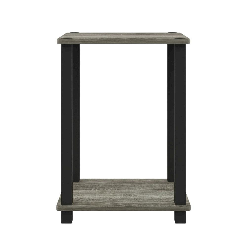 French Oak and Black Nightstand Set with Wooden Finish