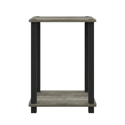 French Oak and Black Nightstand Set with Wooden Finish