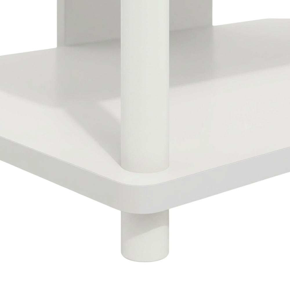White 4-Tier Petite TV Stand with Easy Assembly and Solid Wood Construction