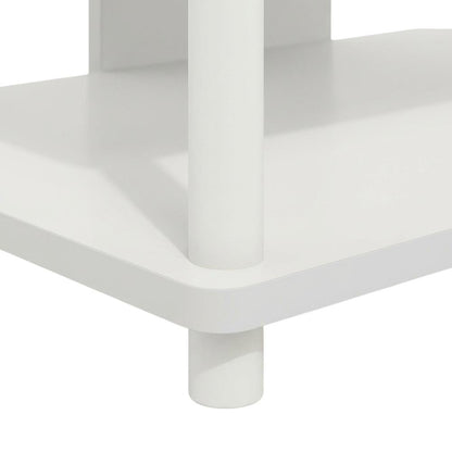 White 4-Tier Petite TV Stand with Easy Assembly and Solid Wood Construction