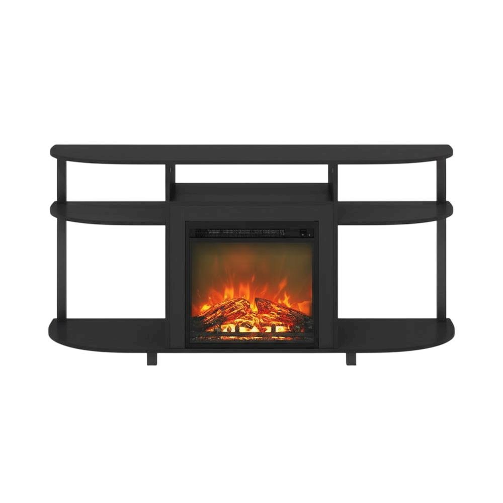 Entertainment Center Stand, Fireplace, TVs up to 55 Inch, Brown Finish