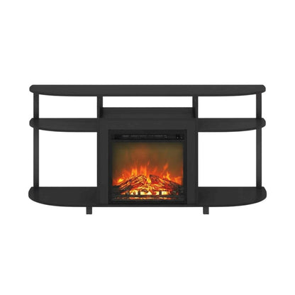 Entertainment Center Stand, Fireplace, TVs up to 55 Inch, Brown Finish