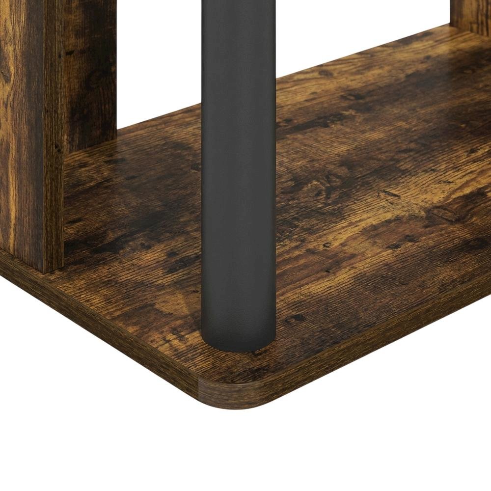 Wooden TV stand with amber pine and black finish, holds up to 40-inch screens