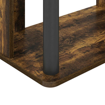 Wooden TV stand with amber pine and black finish, holds up to 40-inch screens