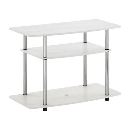 White Oak/Chrome TV Stand with 3-Tier Shelving and Wooden Construction