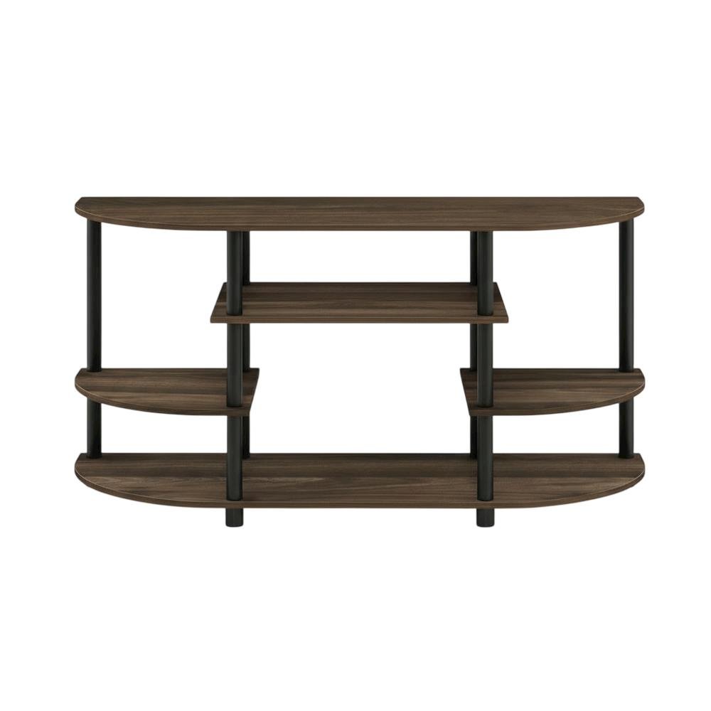Corner TV Stand in Columbia Walnut/Black, Modern Design, Wood-Composite Material