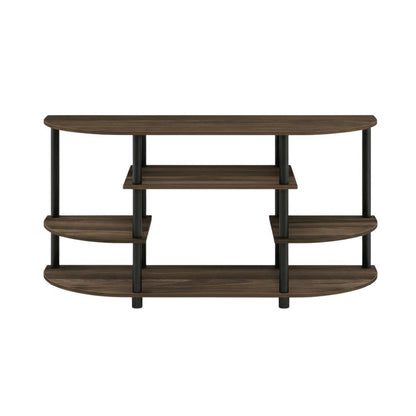 Corner TV Stand in Columbia Walnut/Black, Modern Design, Wood-Composite Material