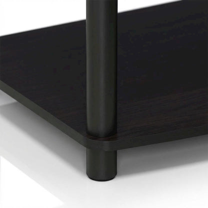 Dark Walnut 2-Tier Elevated TV Stand with No Tools Assembly