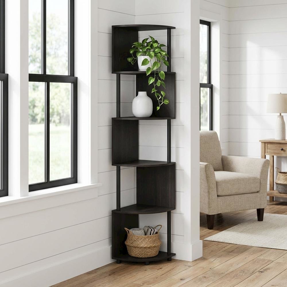 Wooden bookcase with clean design for living spaces