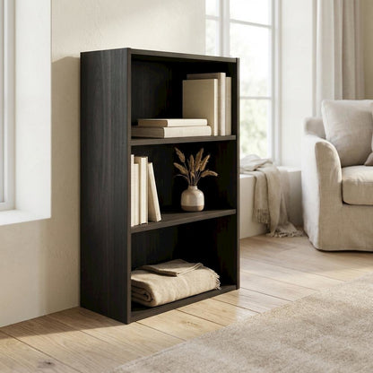 Wood bookcase with ample storage and modern design, ideal for home or office use