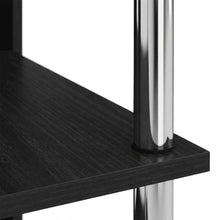L-Shape Desk, Bookshelf, Americano Finish, Steel Tubes, Modern Workspace
