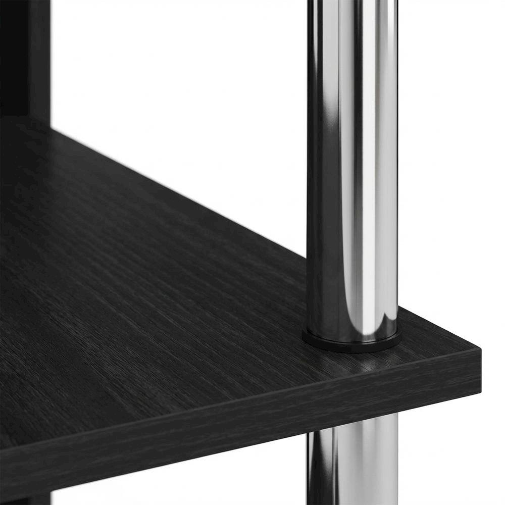 L-Shape Desk, Bookshelf, Americano Finish, Steel Tubes, Modern Workspace