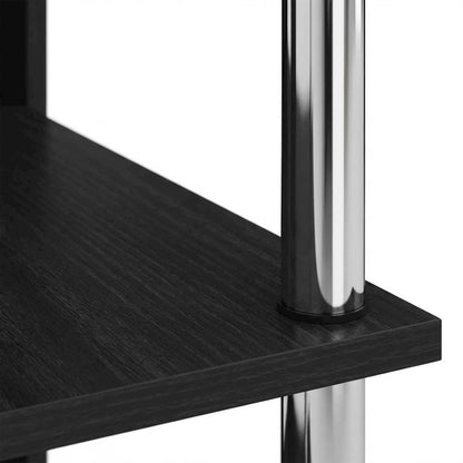 L-Shape Desk, Bookshelf, Americano Finish, Steel Tubes, Modern Workspace