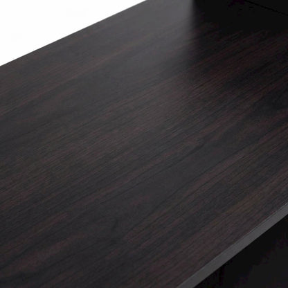 Compact Dark Walnut Computer Desk with Shelves for Efficient Workspace