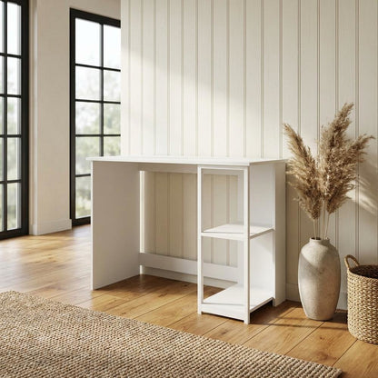 White Modern Living Computer Desk with Sturdy Construction and Spacious Surface