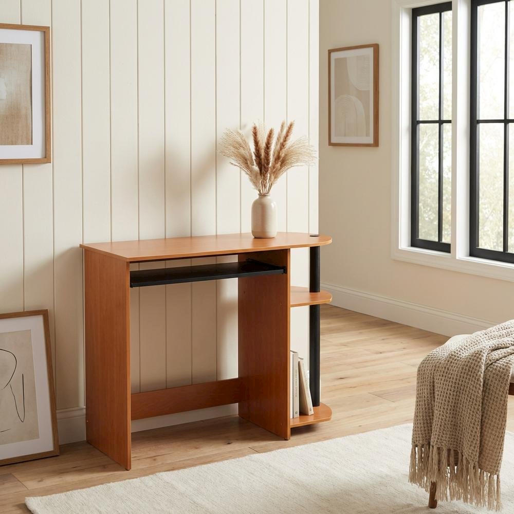 Light Cherry Computer Desk with Easy Assembly and Compact Design