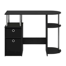 Americano Finish Computer Study Desk with Bin Drawers, Steel Tubes for Office