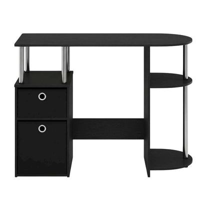 Americano Finish Computer Study Desk with Bin Drawers, Steel Tubes for Office