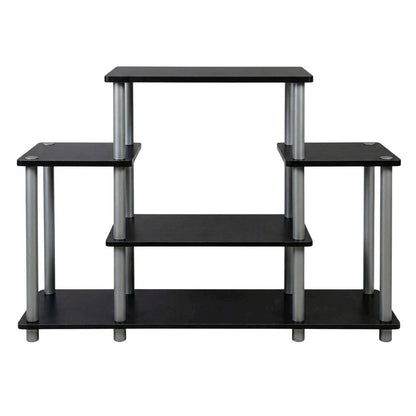 Black/Grey no tools entertainment center with modern design, sturdy construction