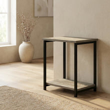 French Oak Metal Frame End Table for Living Room or Bedroom