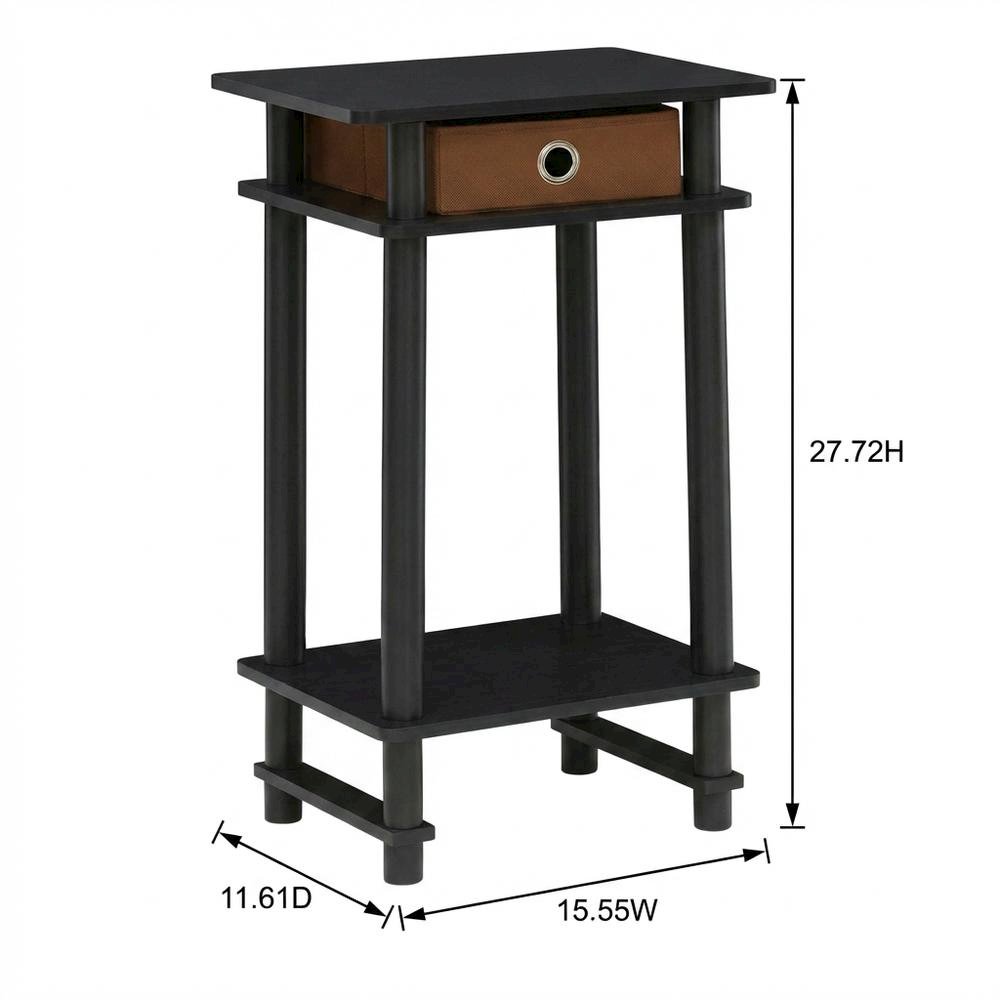 Espresso/Brown Tall End Tables with Storage Bins - Set of 2
