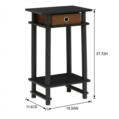 Espresso/Brown Tall End Tables with Storage Bins - Set of 2