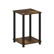Amber Pine and Black Finish End Table with Modern Design
