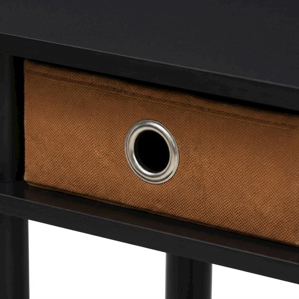 Espresso/Brown Tall End Tables with Storage Bins - Set of 2