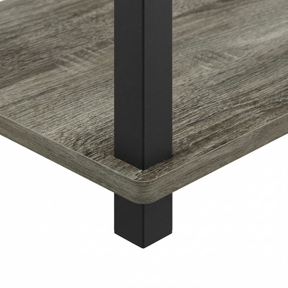 French Oak and Black Nightstand Set with Wooden Finish