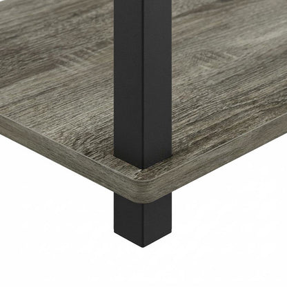 French Oak and Black Nightstand Set with Wooden Finish
