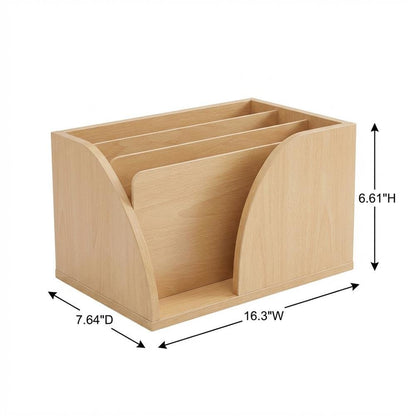 Wooden Desktop Bookshelf Storage Organizer in Brown with Multi-Functional Design